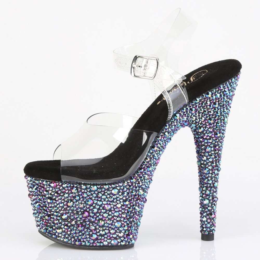 Rhinestone Platform Clear High Heel Shoes